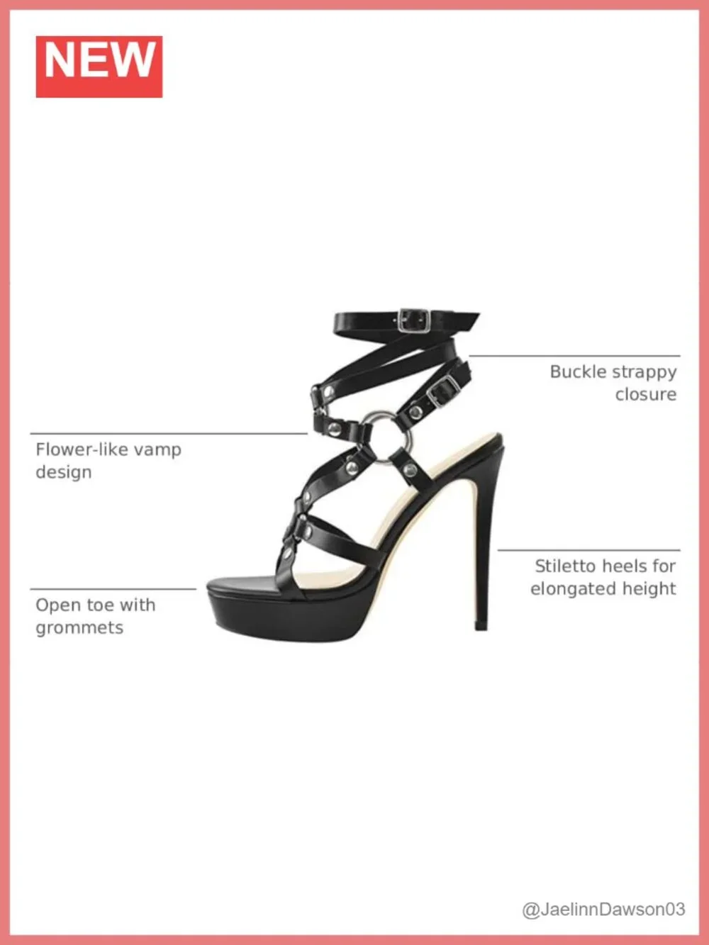 Women's Grommet Stiletto Sandals Platform Open Toe Ankle Strap Heels